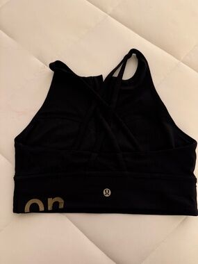 Lululemon Black Zip Front Sports Bra Strappy Back Medium Support